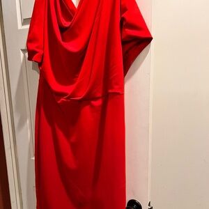 Elegant Red Draped Women's Dress